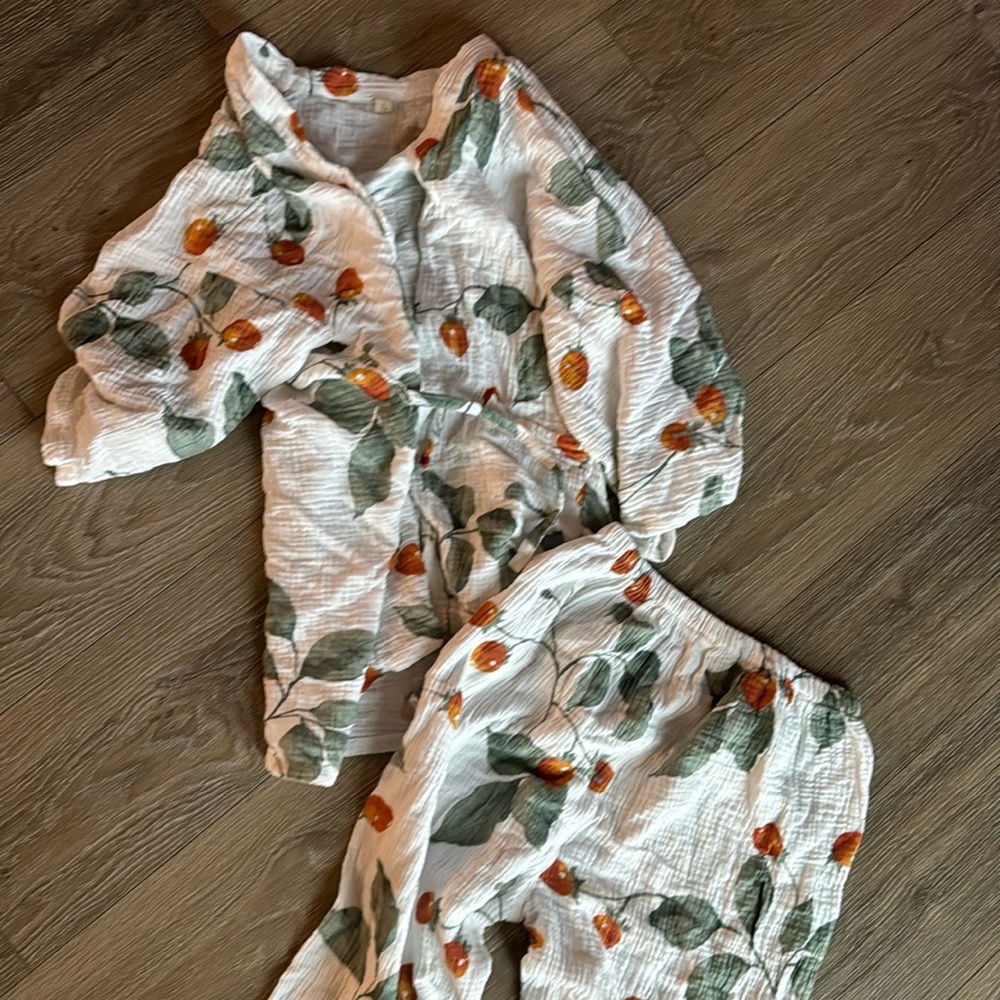 Two piece peach pajama set